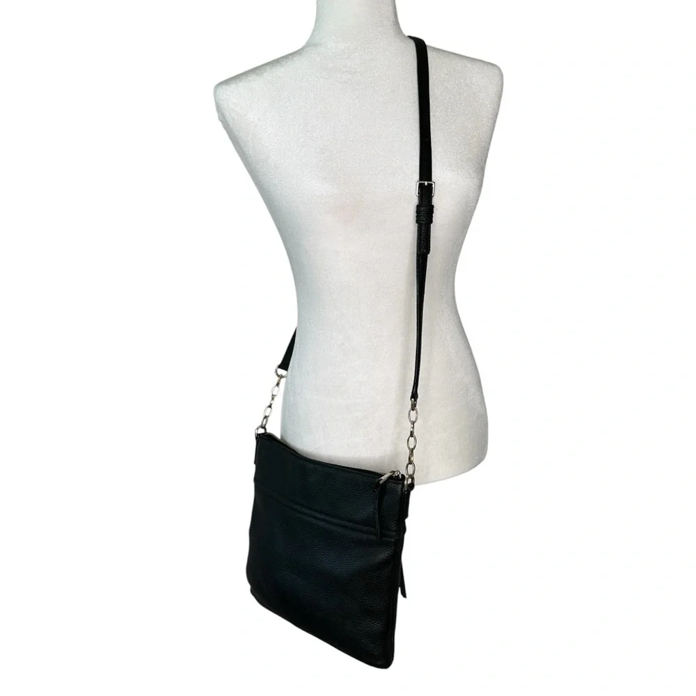 Kate Spade Black Crossbody Bag with Gold Accents Pebbled Leather